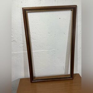 Vintage Solid Wood Picture Frame Brown Gold Liner Large